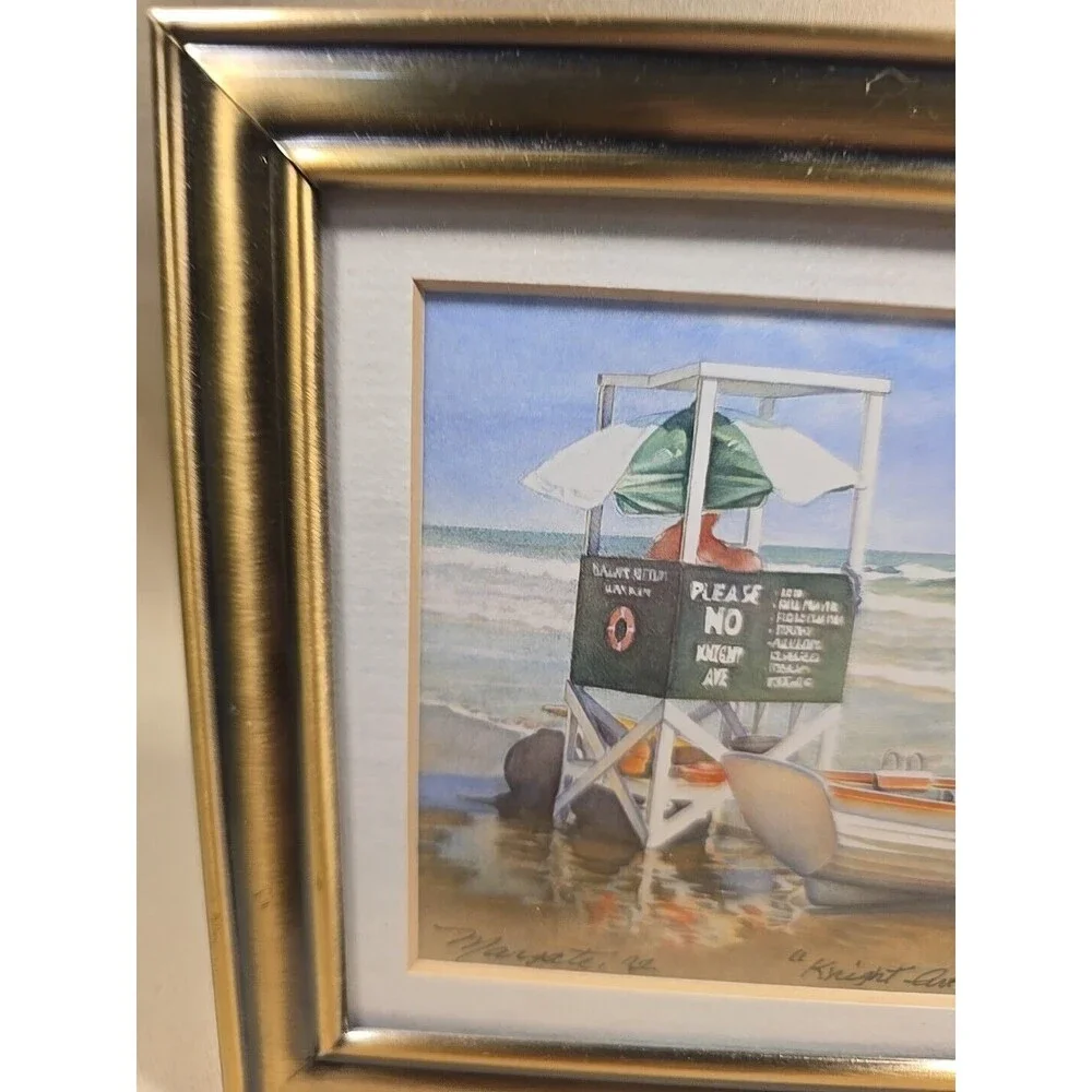 Annabelle Banks Signed Painting Margate, NJ, Knight Ave. Beach Laser Repring